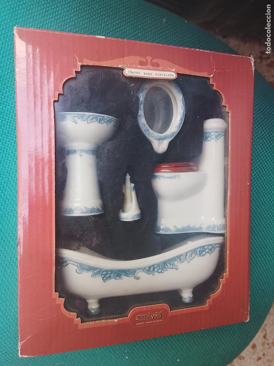Casas de Mu&ntilde;ecas: Set de ba&ntilde;o porcelana Alberto Ch&aacute;ves Soler cer&aacute;mica