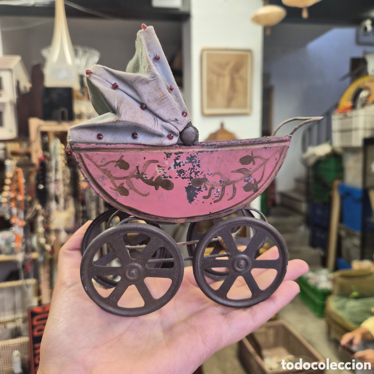 Casas de mu&ntilde;ecas: Antiguo cochecito carrito de beb&eacute; mu&ntilde;ecas siglo XIX