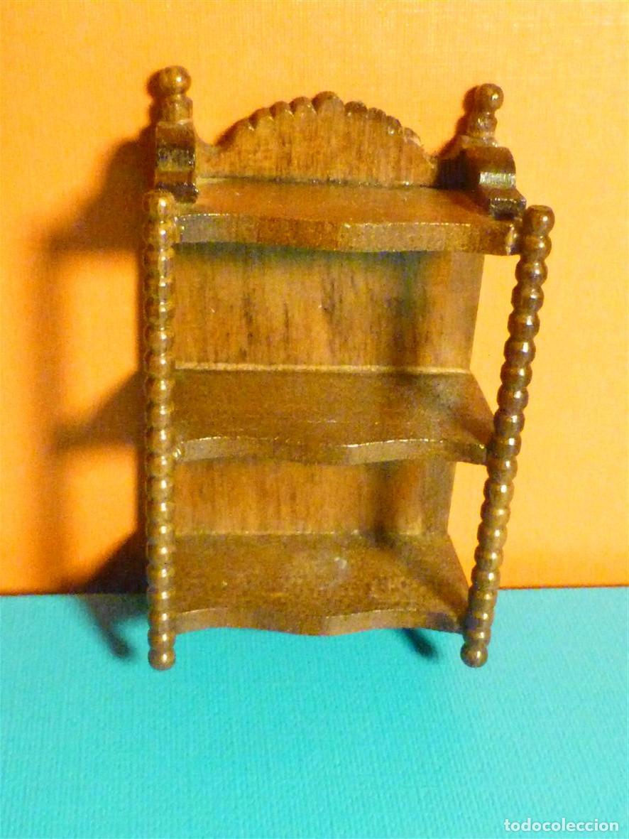 Casas de mu&ntilde;ecas: Estanter&iacute;a Pared Madera - 6,5 x 4 x 2,75 cm - Mobiliario habitaci&oacute;n, Sal&oacute;n comedor Casa Mu&ntilde;ecas