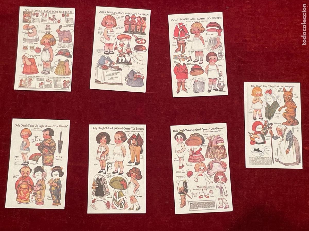 Casas de mu&ntilde;ecas: Siete recortables Dolly Dingle (lote B) en miniatura