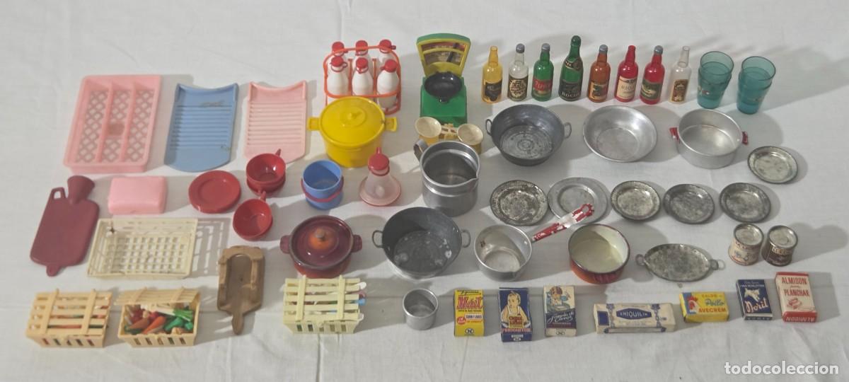 Casas de mu&ntilde;ecas: Conjunto de cacharritos de juguete de cocina en pl&aacute;stico y metal