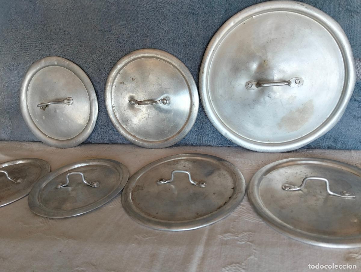 Maisons de Poup&eacute;es: Lote tapas de aluminio antiguas peque&ntilde;as diferentes medidas para ollas utensilios de juguete cocina