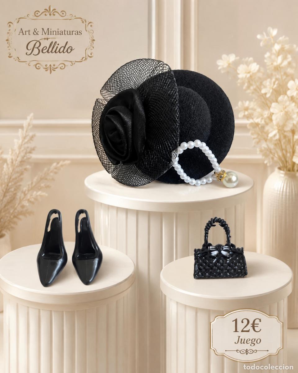 Casas de mu&ntilde;ecas: Juego de accesorios de moda &ndash; Negro, para casas de mu&ntilde;ecas y Barbie.