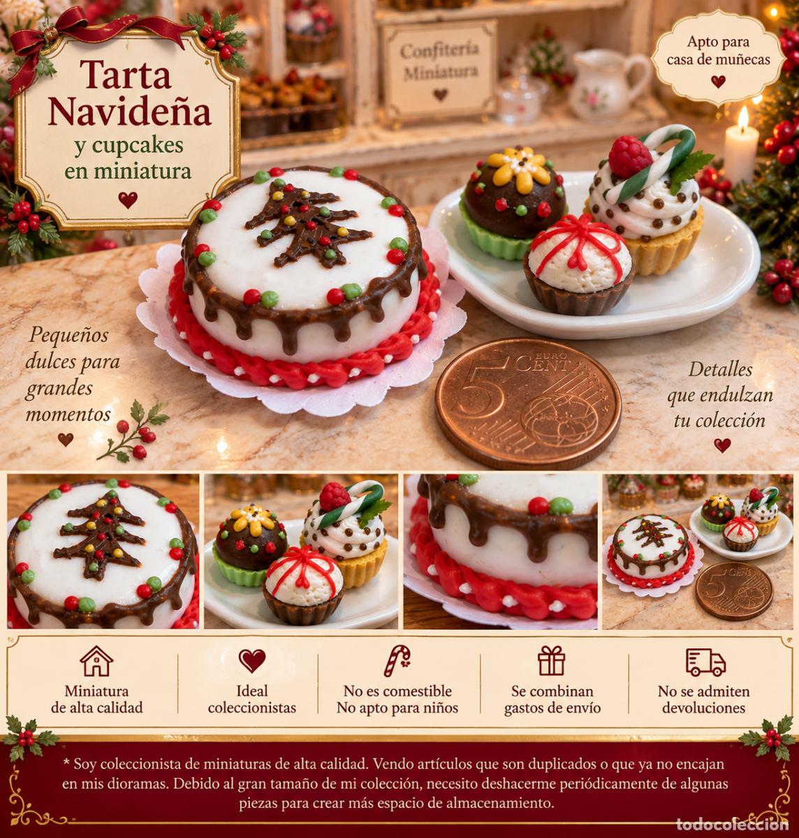 Casas de mu&ntilde;ecas: Tarta y cupcakes de Navidad para la casa de mu&ntilde;ecas - Foto 2