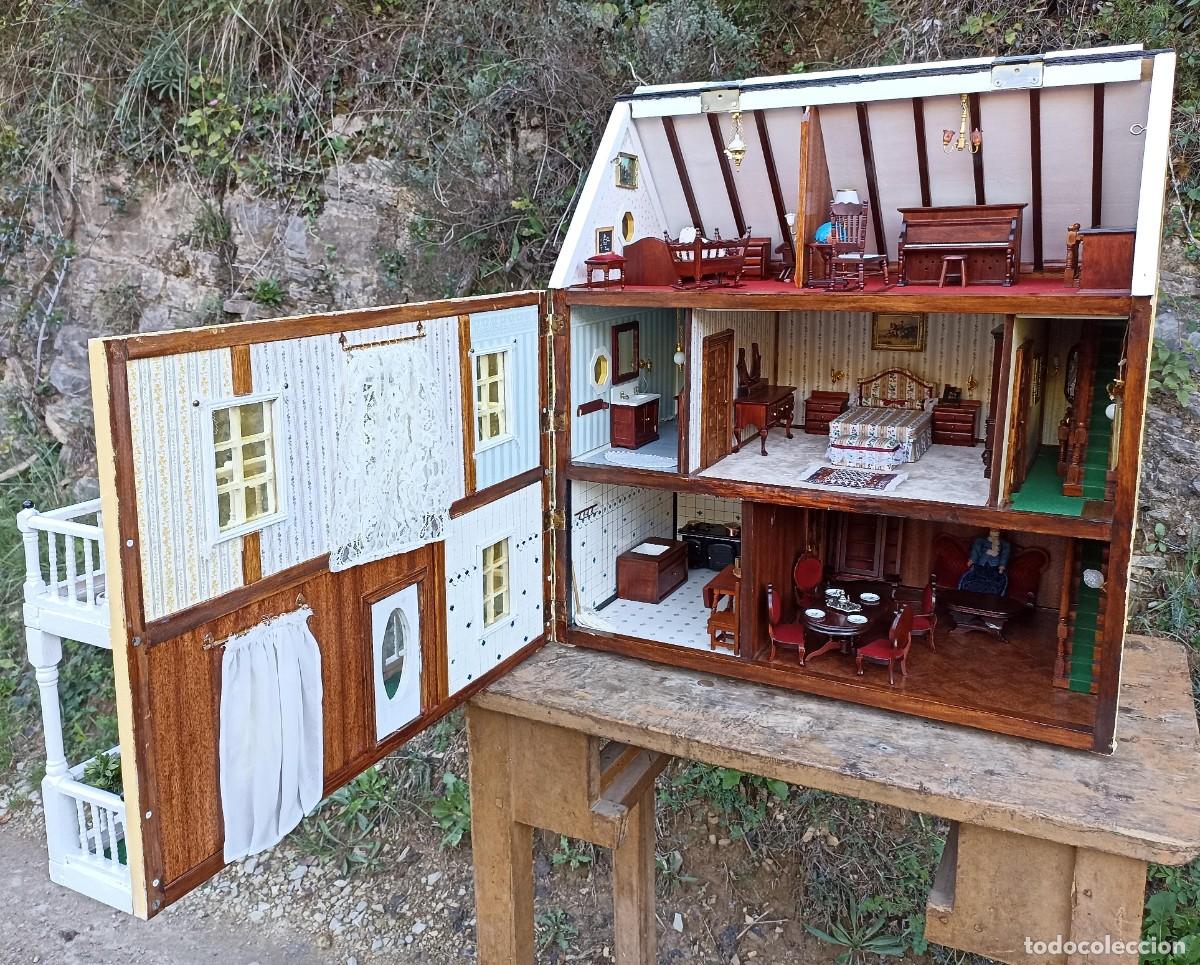 Casas de mu&ntilde;ecas: Casa de mu&ntilde;ecas de madera con mobiliario - Foto 6