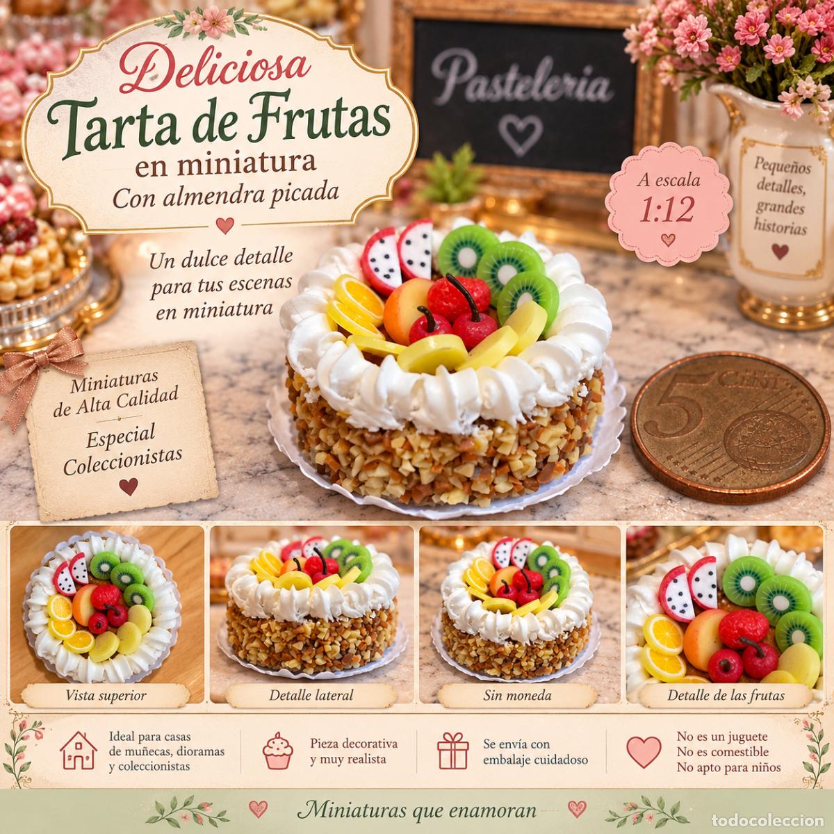Casas de mu&ntilde;ecas: Tarta de frutas comida miniatura casa de mu&ntilde;ecas - Foto 2