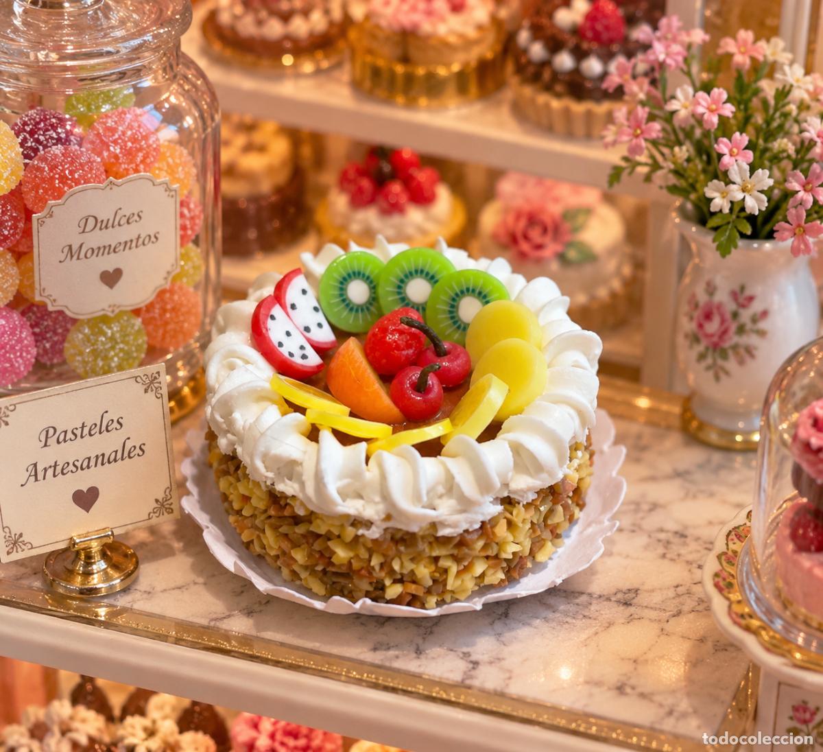 Casas de mu&ntilde;ecas: Tarta de frutas comida miniatura casa de mu&ntilde;ecas