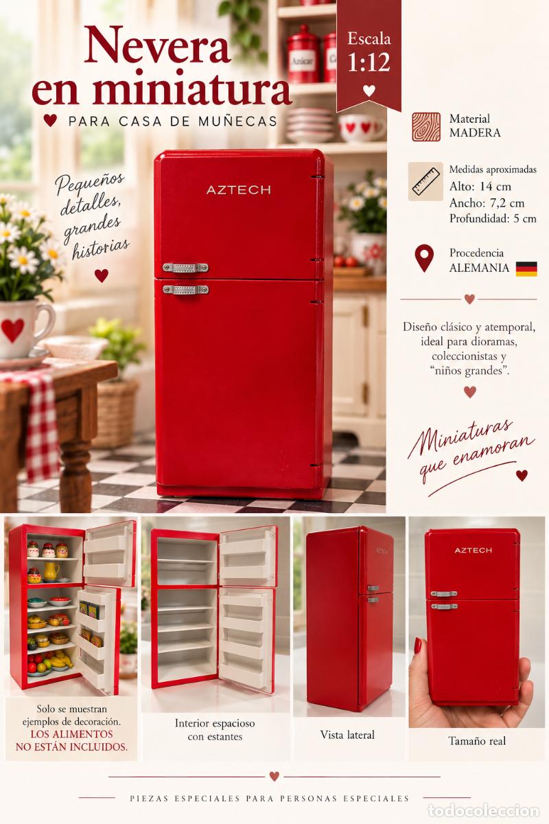 Casas de mu&ntilde;ecas: Nevera roja miniatura casa de mu&ntilde;ecas - Foto 2