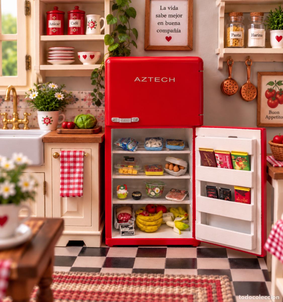 Casas de mu&ntilde;ecas: Nevera roja miniatura casa de mu&ntilde;ecas - Foto 4