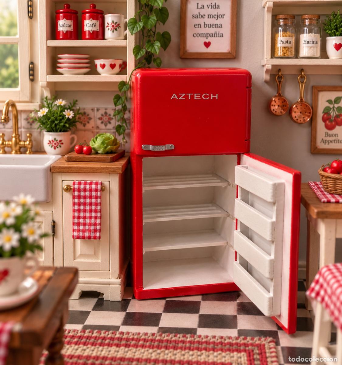Casas de mu&ntilde;ecas: Nevera roja miniatura casa de mu&ntilde;ecas - Foto 7