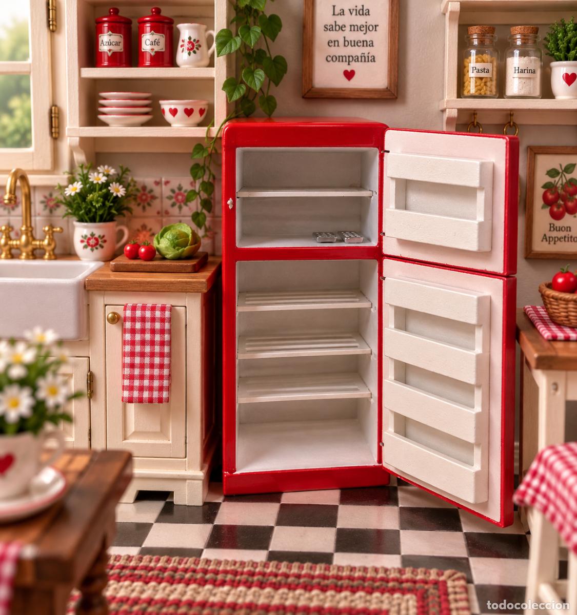 Casas de mu&ntilde;ecas: Nevera roja miniatura casa de mu&ntilde;ecas - Foto 9