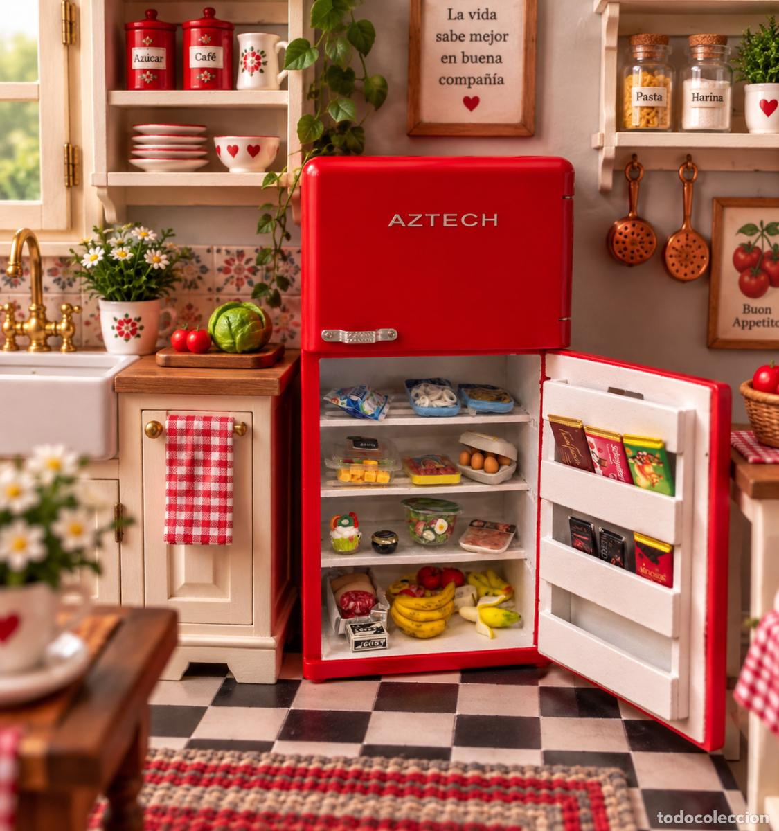 Casas de mu&ntilde;ecas: Nevera roja miniatura casa de mu&ntilde;ecas - Foto 10