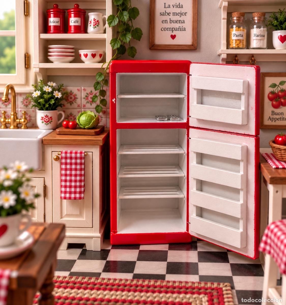 Casas de mu&ntilde;ecas: Nevera roja miniatura casa de mu&ntilde;ecas - Foto 11