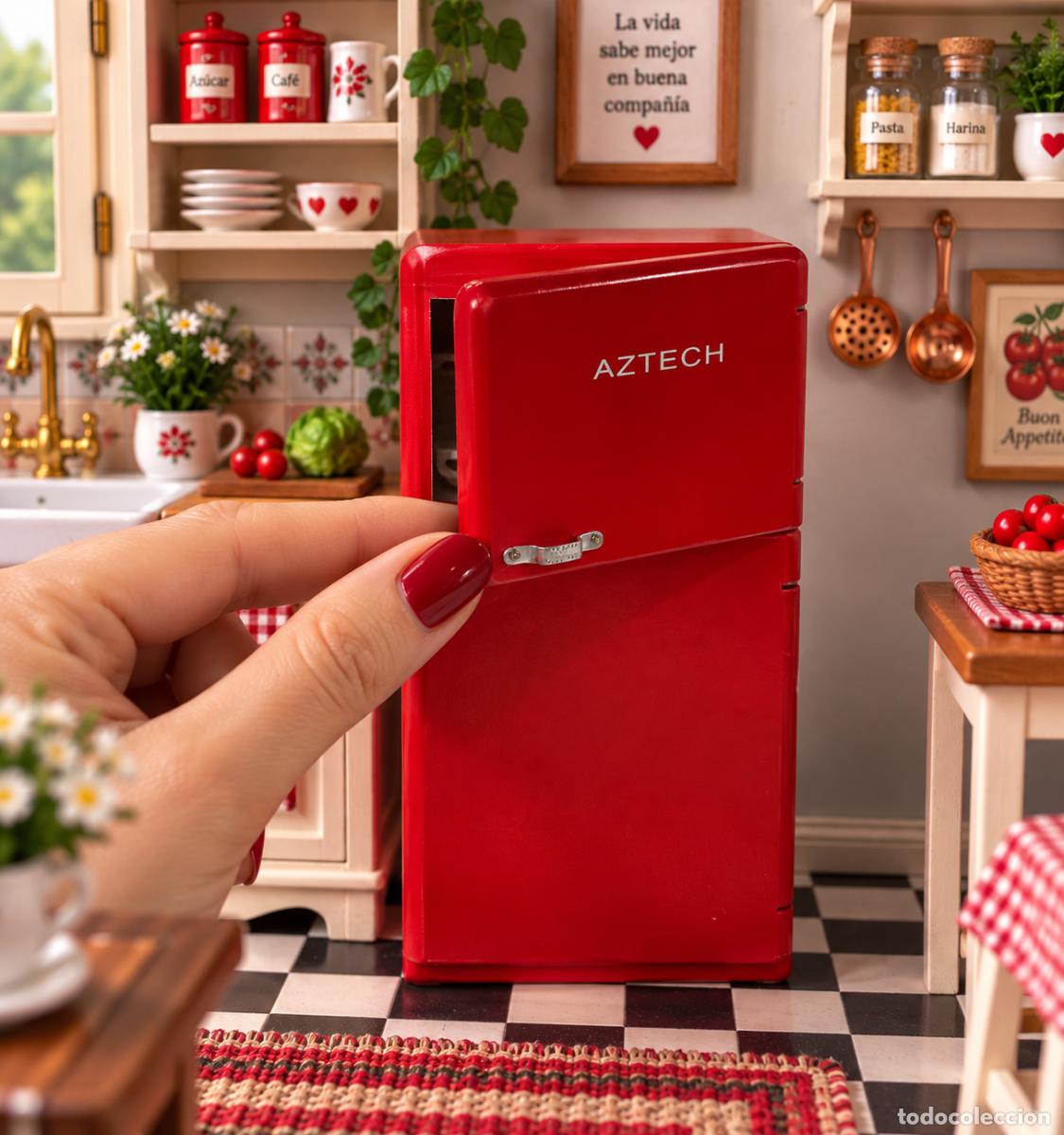 Casas de mu&ntilde;ecas: Nevera roja miniatura casa de mu&ntilde;ecas - Foto 12