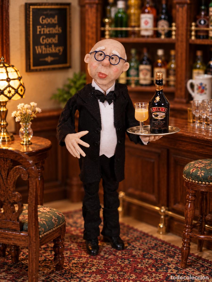 Casas de mu&ntilde;ecas: Botella de Baileys con copa miniatura casa de mu&ntilde;ecas - Foto 3