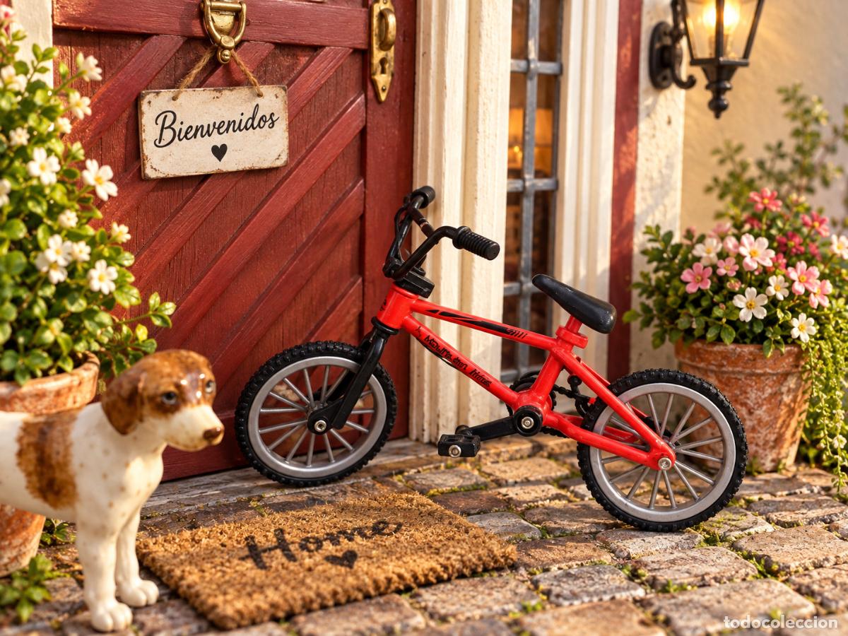 Case di Bambole: Bicicleta roja en miniatura para casa mu&ntilde;ecas
