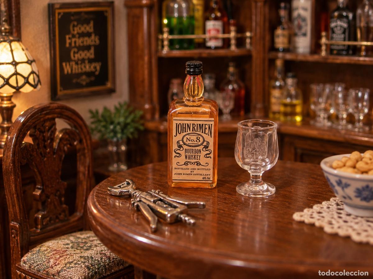 Doll houses: Botella de whiskey con copa, en miniatura para casa de mu&ntilde;ecas