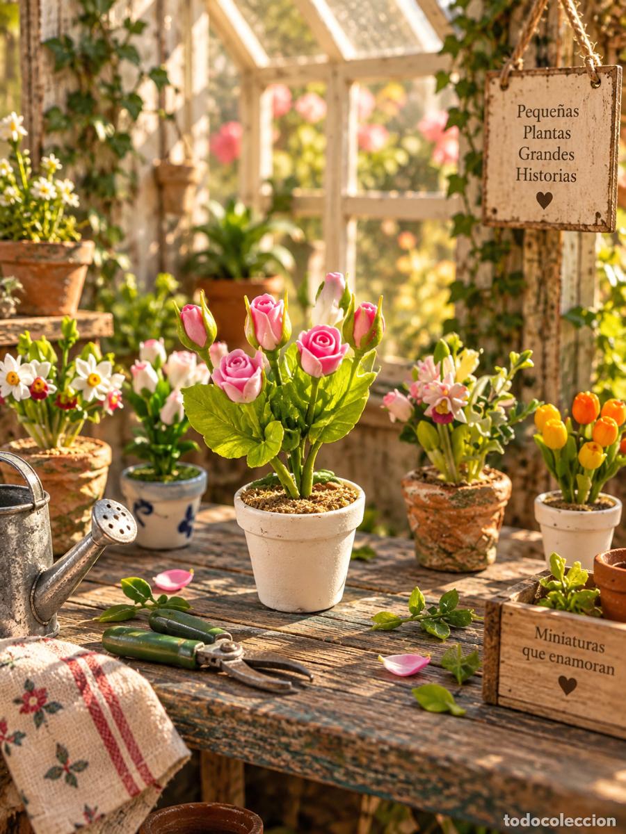 Casas de mu&ntilde;ecas: Maceta con rosal en miniatura casa de mu&ntilde;ecas - Foto 5