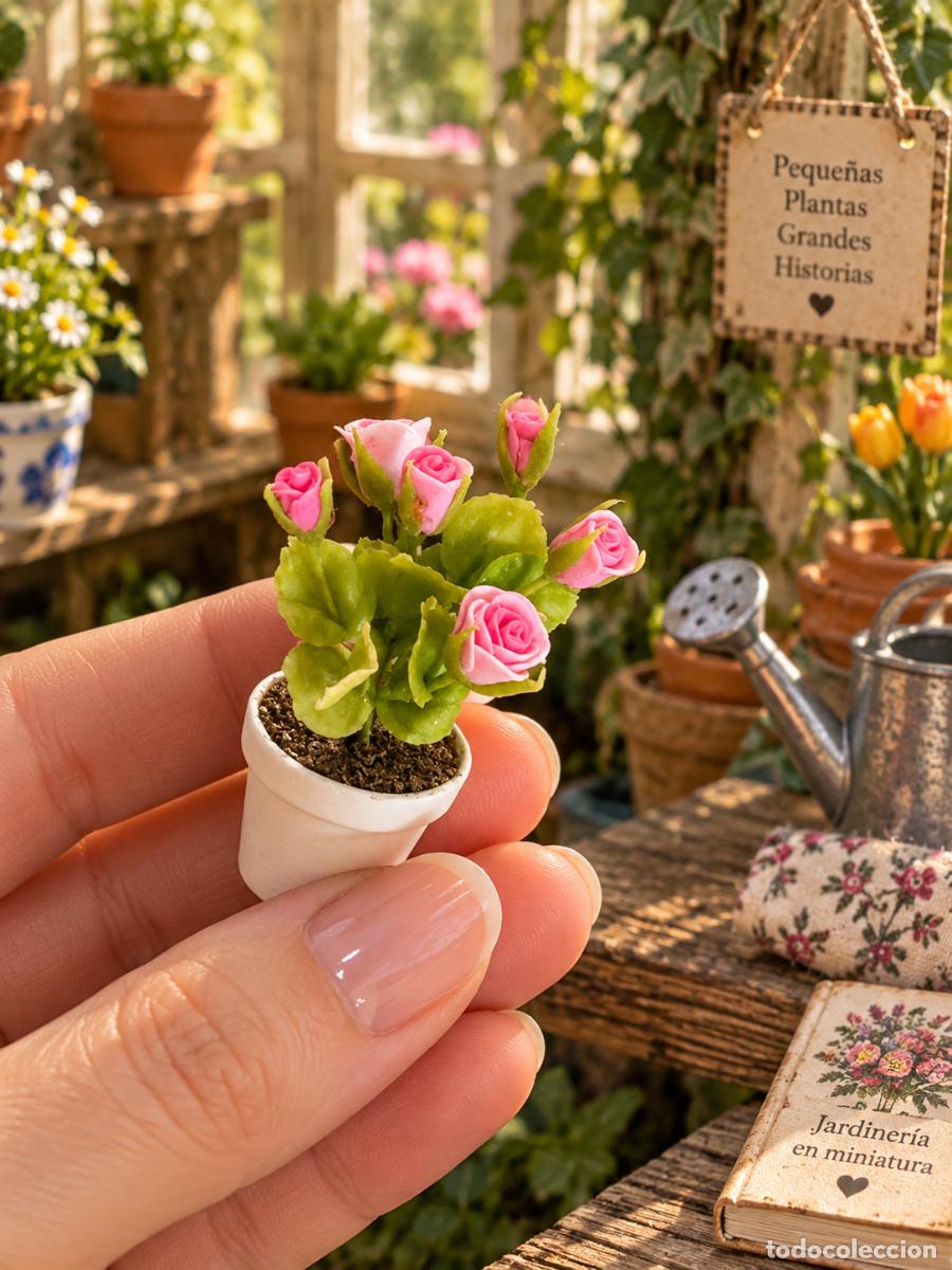 Casas de mu&ntilde;ecas: Maceta con rosal en miniatura casa de mu&ntilde;ecas - Foto 7