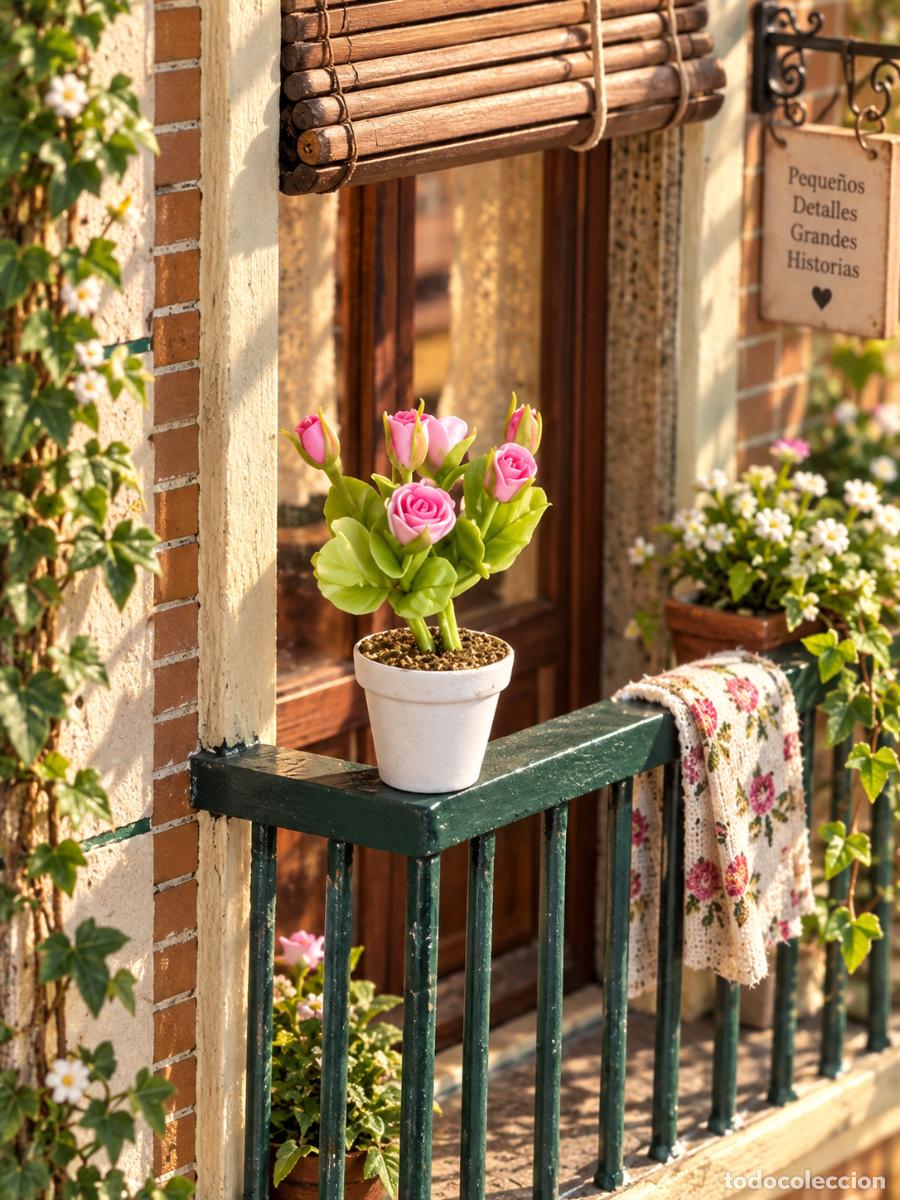Casas de mu&ntilde;ecas: Maceta con rosal en miniatura casa de mu&ntilde;ecas - Foto 8
