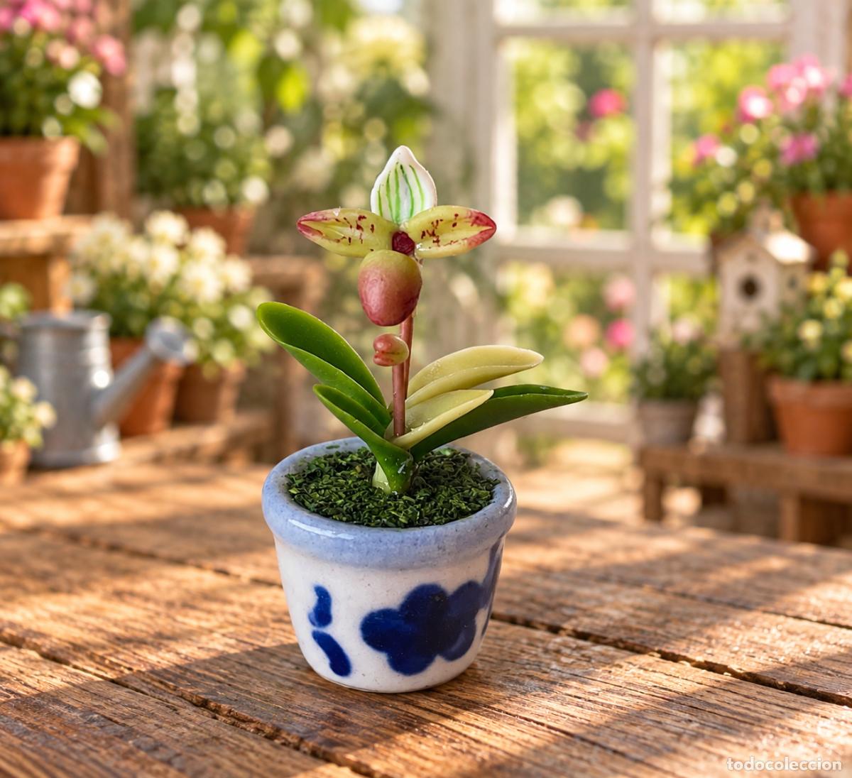 Maisons de Poup&eacute;es: Orqu&iacute;dea en maceta de cer&aacute;mica miniatura casa de mu&ntilde;ecas