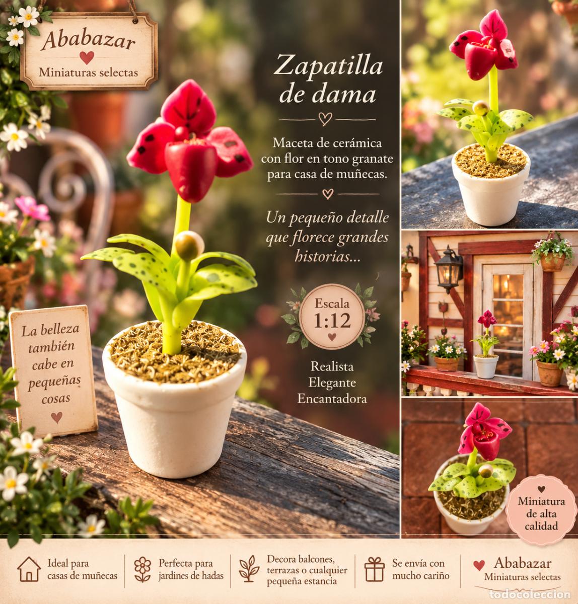Casas de mu&ntilde;ecas: Flor granate en miniatura casa de mu&ntilde;ecas - Foto 2