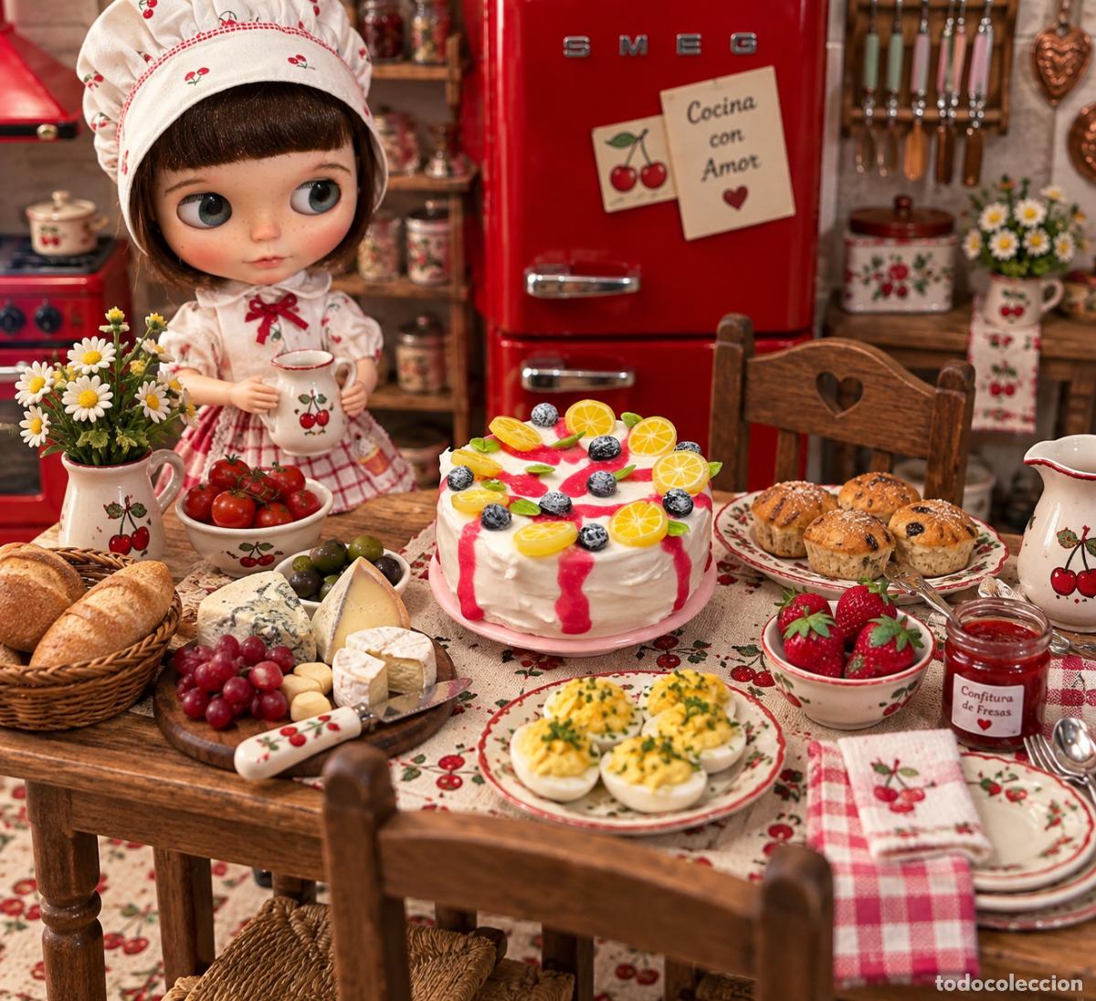 Casas de mu&ntilde;ecas: Tarta de lim&oacute;n y ar&aacute;ndanos miniatura casa de mu&ntilde;ecas