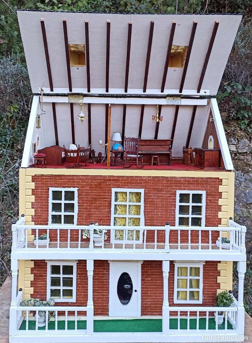 Casas de mu&ntilde;ecas: Casa de mu&ntilde;ecas de madera con mobiliario - Foto 5