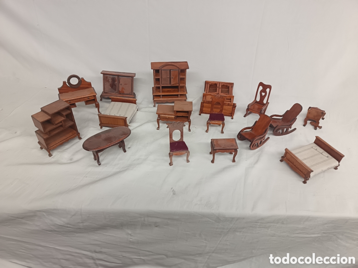 Casas de mu&ntilde;ecas: LOTE DE MUEBLES CASA DE MU&Ntilde;ECAS, MADERA