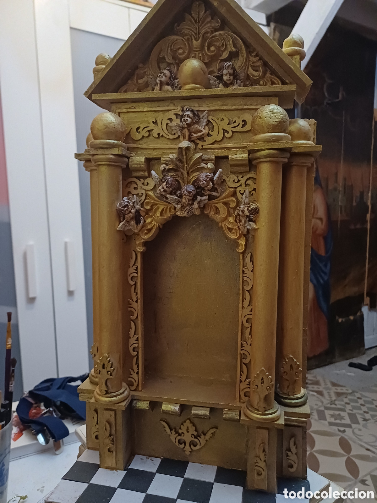 Casas de mu&ntilde;ecas: Peque&ntilde;o retablo barroco artesanal