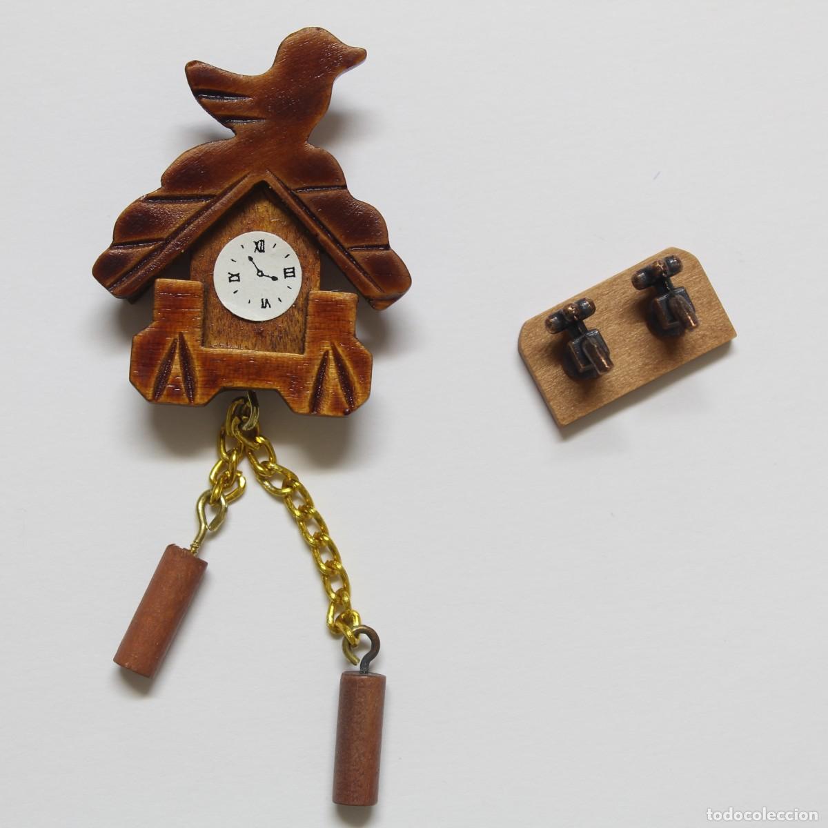 Casas de mu&ntilde;ecas: Reloj de Cuco Casa de Mu&ntilde;ecas 1:12 Incluyo Grifos Lavabo Miniatura Vintage Madera