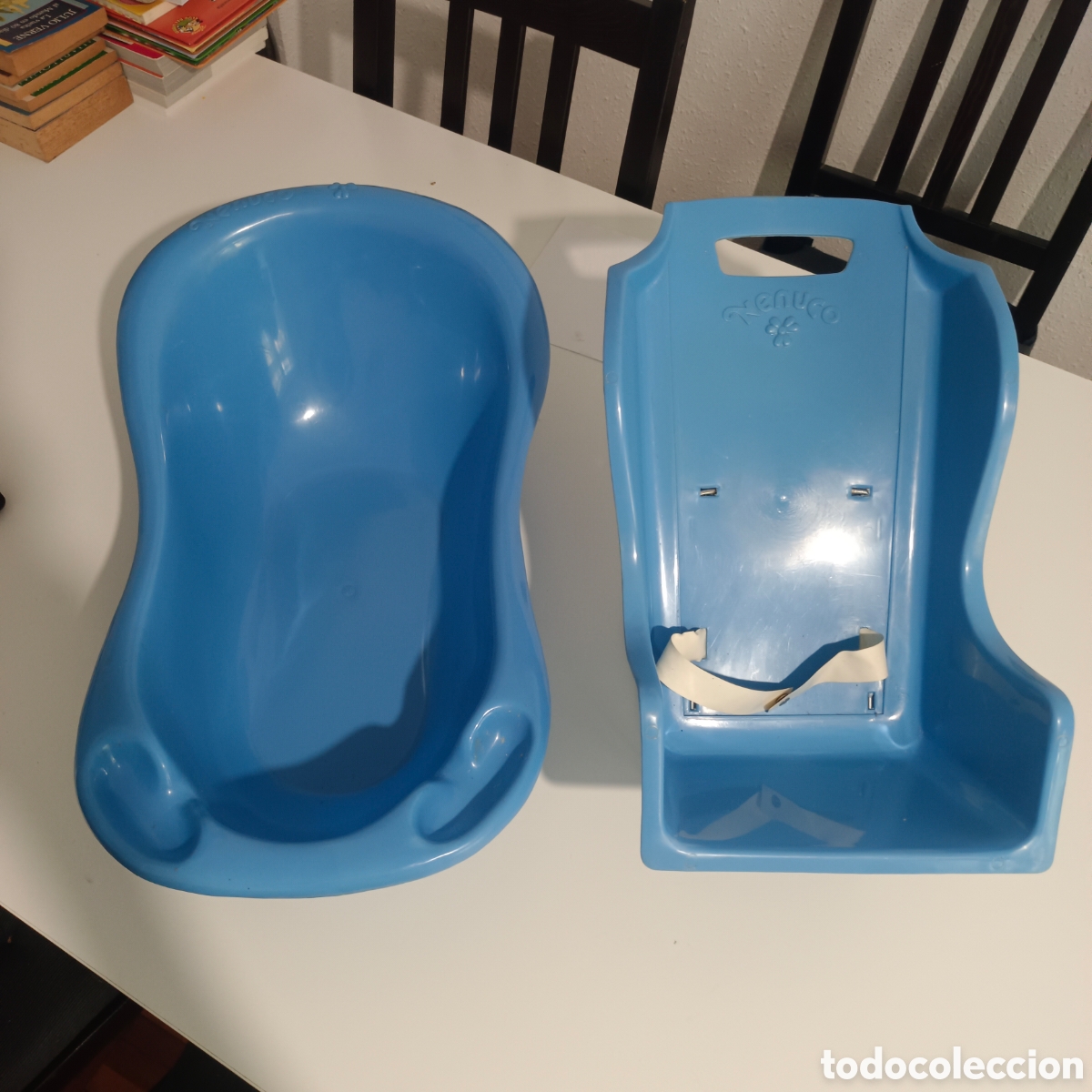 Casas de mu&ntilde;ecas: Conjunto de sillita y ba&ntilde;era Nenuco vintage