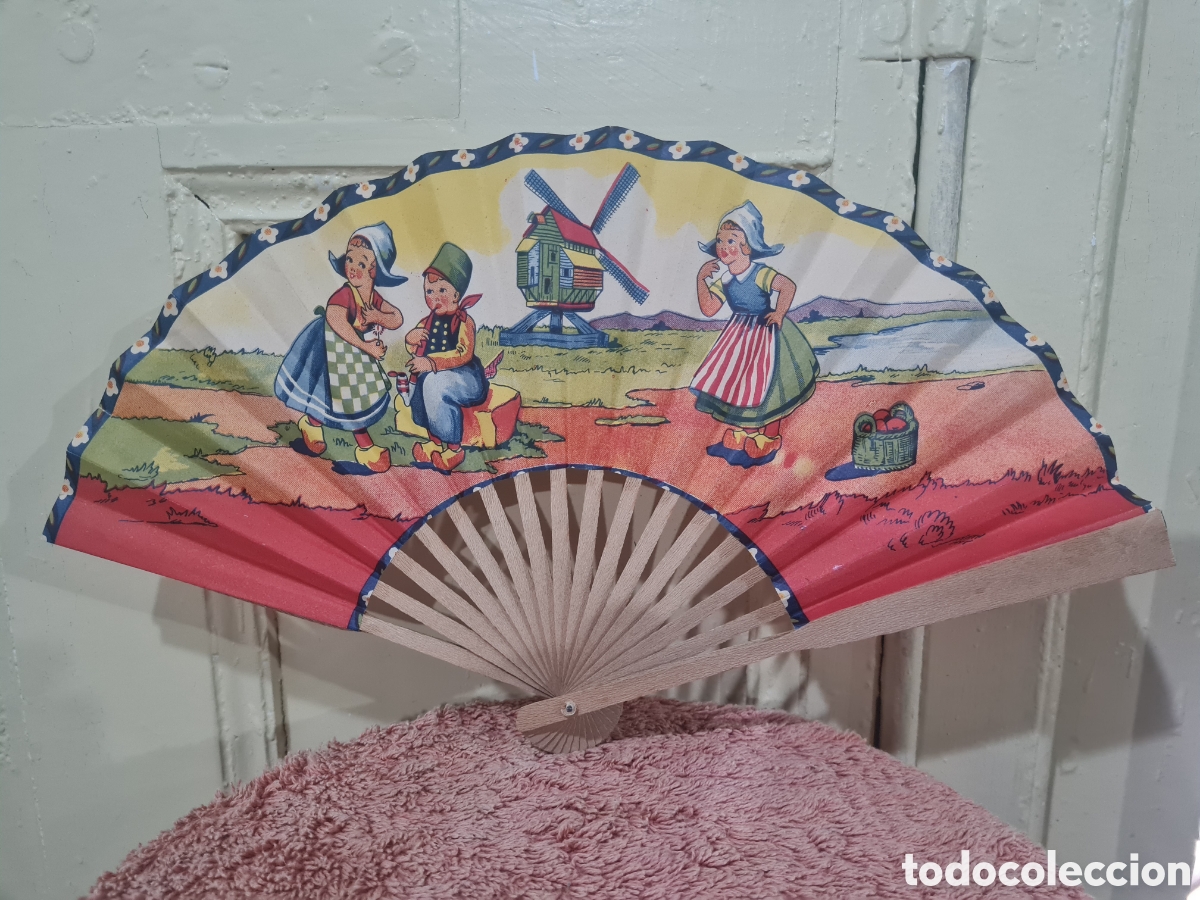 Casas de mu&ntilde;ecas: Antiguo abanico de papel para mu&ntilde;ecas - Foto 1