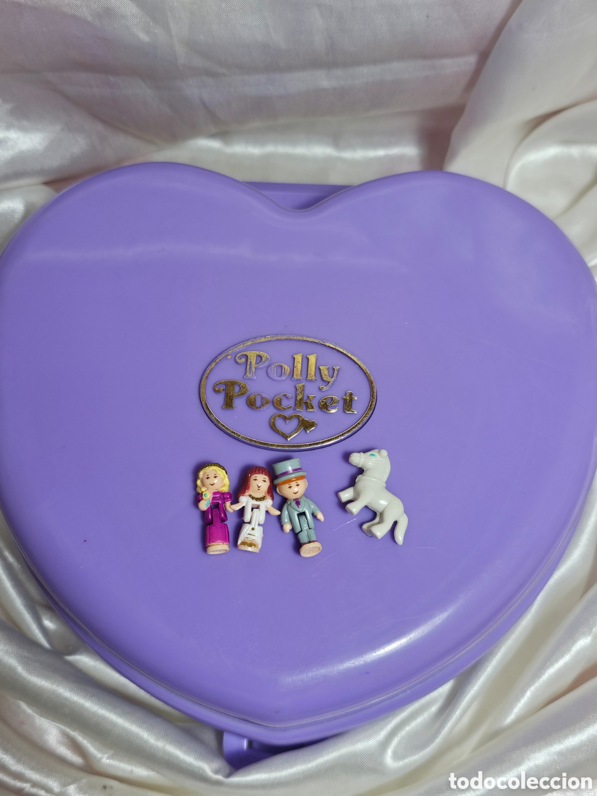 Casas de mu&ntilde;ecas: POLLY POCKET VINTAGE - WONDERFUL WEDDING PARTY (BLUEBIRD, 1994) - COFRE CORAZ&Oacute;N CON FIGURAS