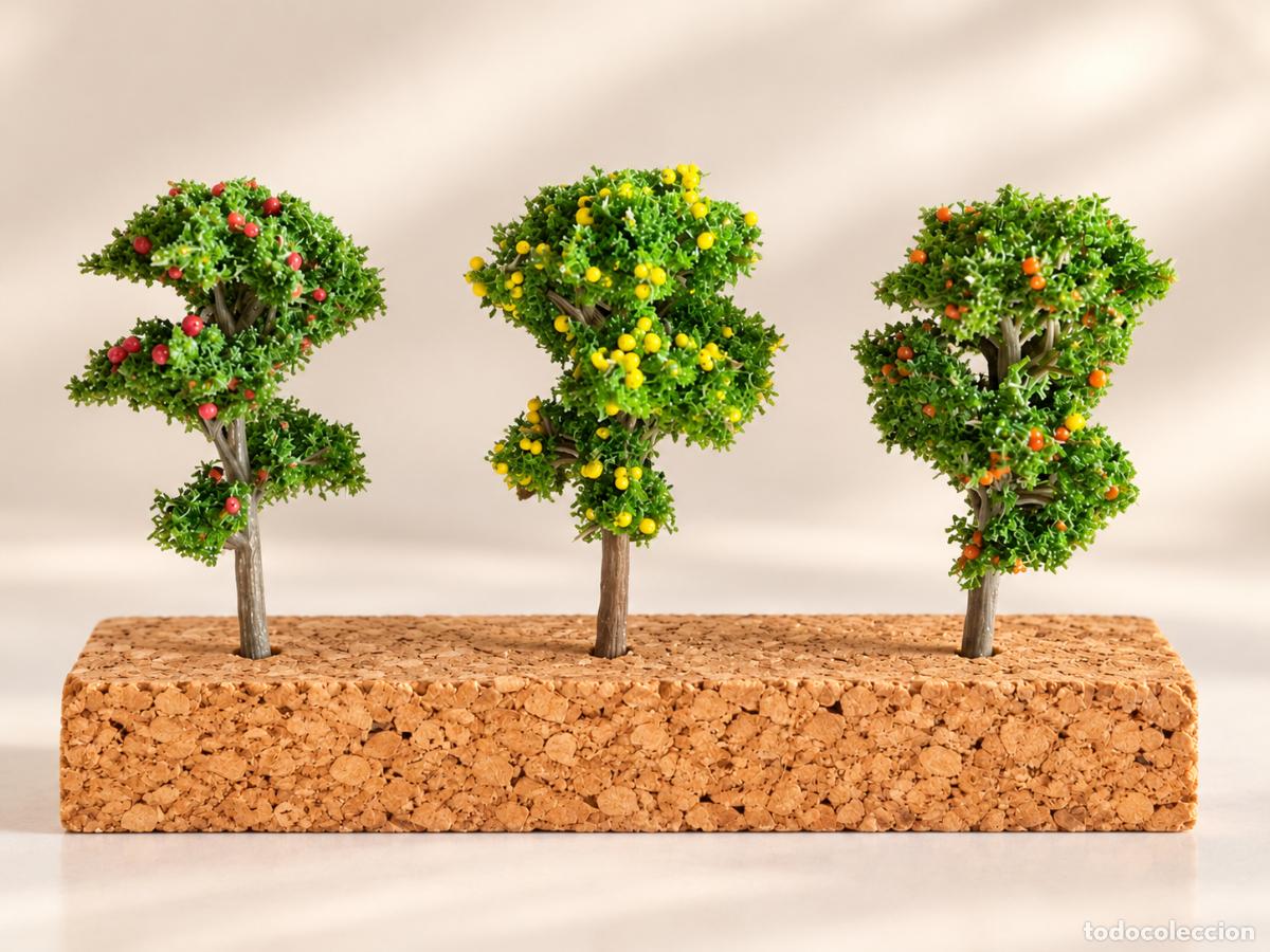 Casas de Bonecas: Tres &aacute;rboles frutales en miniatura para casa de mu&ntilde;ecas. Jard&iacute;n de hadas.