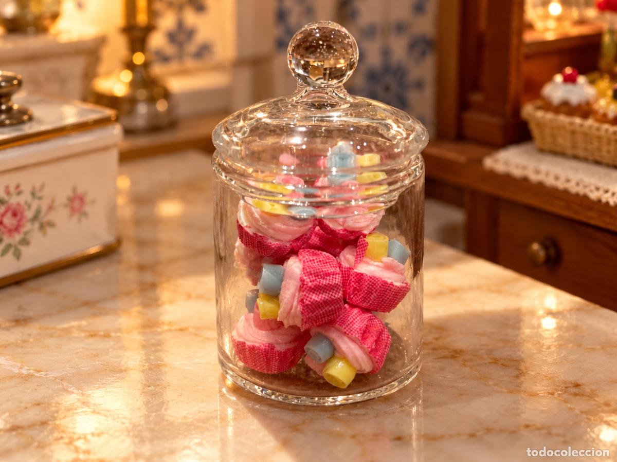 Casas de mu&ntilde;ecas: Bote de cristal relleno de cupcakes miniatura casa de mu&ntilde;ecas
