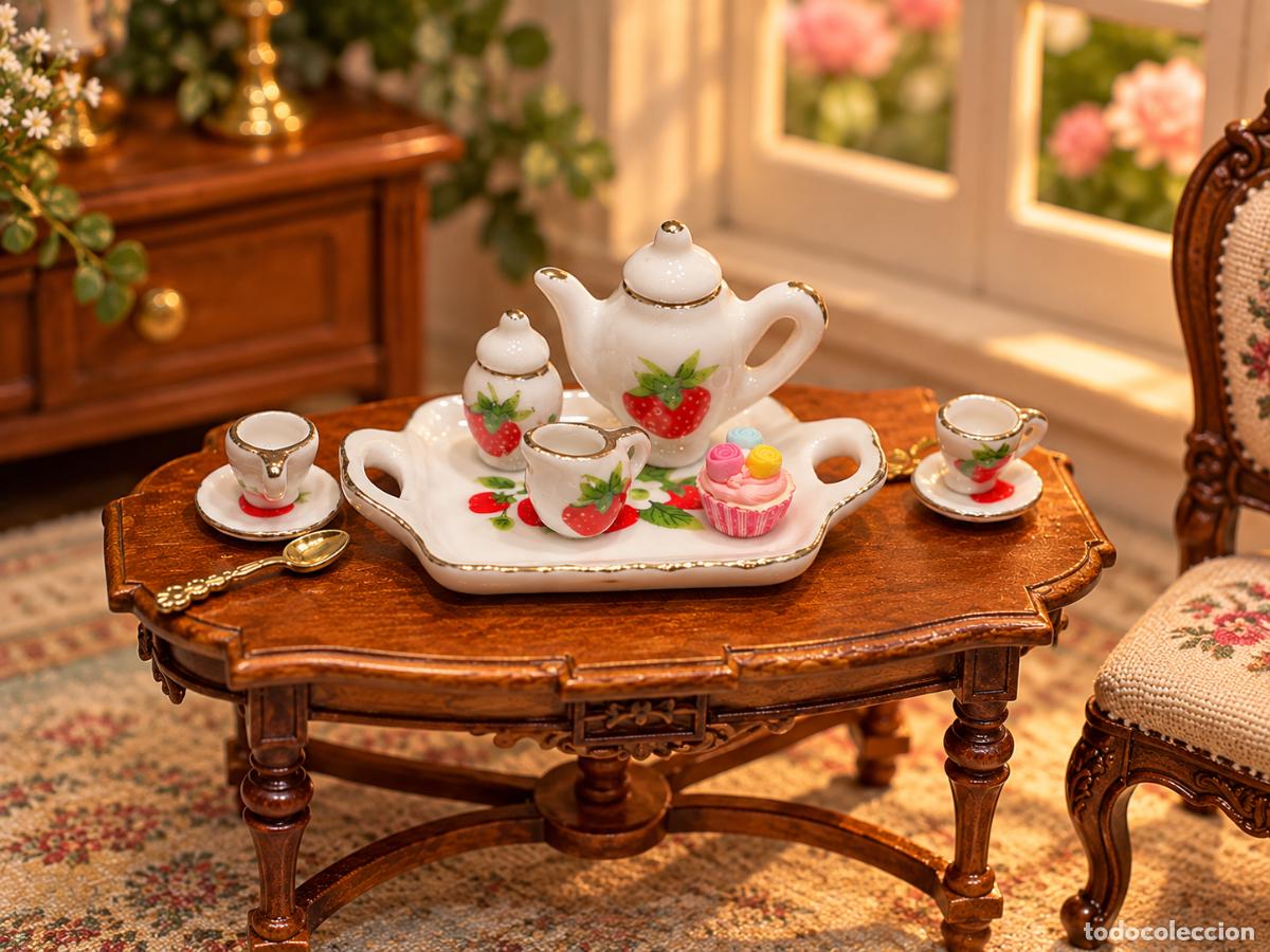 Maisons de Poup&eacute;es: Juego de caf&eacute; fresas miniatura casa de mu&ntilde;ecas