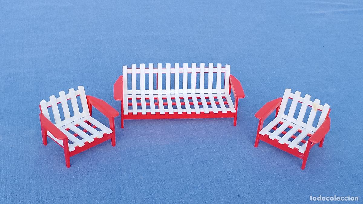 Casas de mu&ntilde;ecas: Set de sillones de terraza originales de Familia Hogar&iacute;n de Modisa, a&ntilde;os 70
