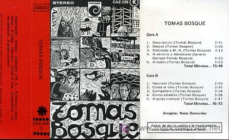 Casetes antiguos: Tom&aacute;s Bosque - Tom&aacute;s Bosque - 1977 - Foto 1