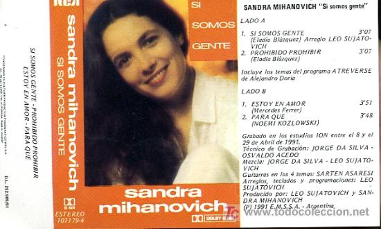 Casetes antiguos: Sandra Mihanovich - Si somos gente - 1991 - Foto 1