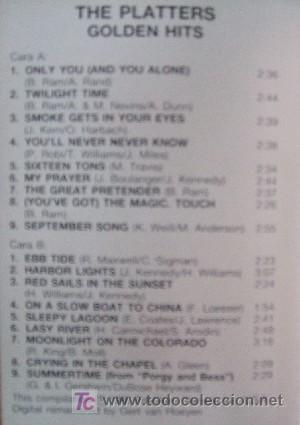 Casetes antiguos: THE PLATTERS GOLDEN HITS CASE-065 - Foto 2