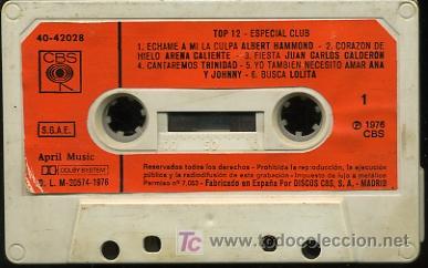 Cassette antiche: Top 12. Especial club - 1976 (Solo cinta)