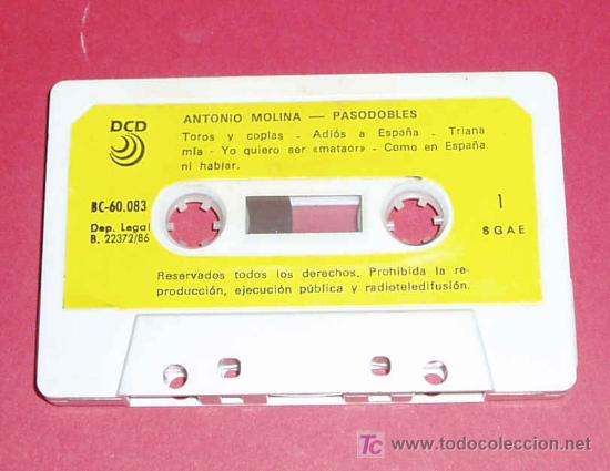 Casetes antiguos: ANTONIO MOLINA. PASODOBLES. DCD. 1986 - Foto 1