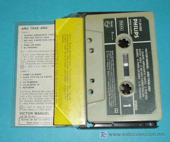 Casetes antiguos: VICTOR MANUEL. A&Ntilde;O TRAS A&Ntilde;O. PHILIPS - Foto 2