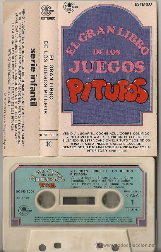 Casetes antiguos: LOS PITUFOS - EL GRAN LIBRO DE LOS JUEGOS PITUFOS (CASSETTE 1981) - Foto 1