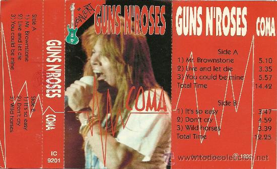 Casetes antiguos: GUNS N&acute;ROSES IN CONCERT &rdquo;COMA&rdquo; CASSETTE - Foto 1