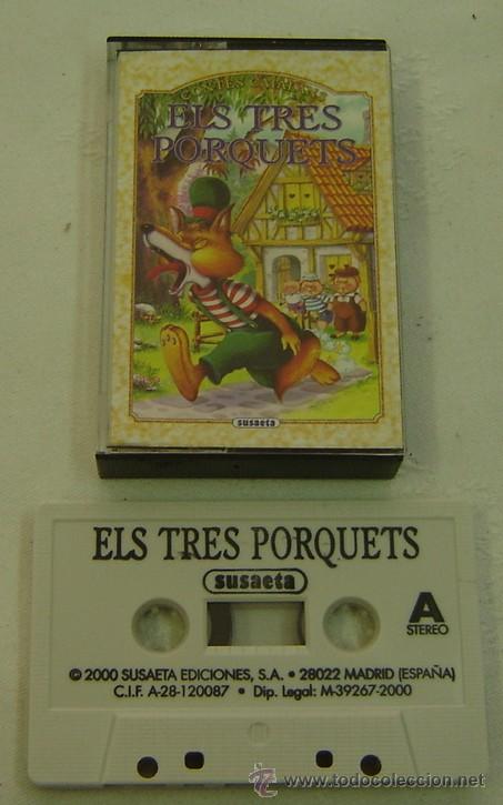 Casetes antiguos: CINTA K-7 CASSETTE ELS TRES PORQUETS-CONTES CATALANS-SUSAETA - A&Ntilde;O 2000