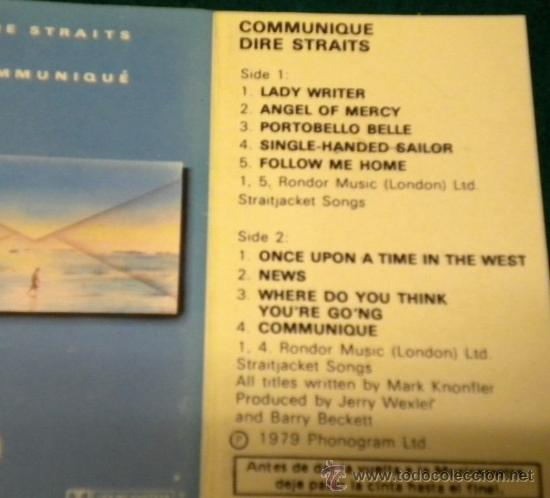 Casetes antiguos: Dire straits - Comuniqu&eacute;- vertigo -1979 - Foto 2