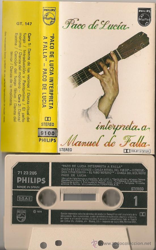 Casetes antiguos: PACO DE LUCIA - INTERPRETA A MANUEL DE FALLA (CASSETTE) DOLORES - Foto 1