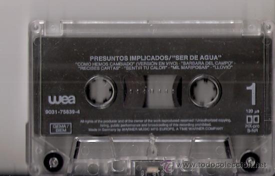 Casetes antiguos: Ser de Agua. Presuntos Implicados. Cassette. - Foto 2